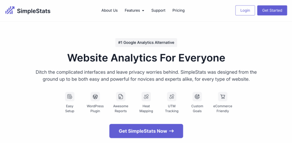 simplestats home: Google analytics alternatives