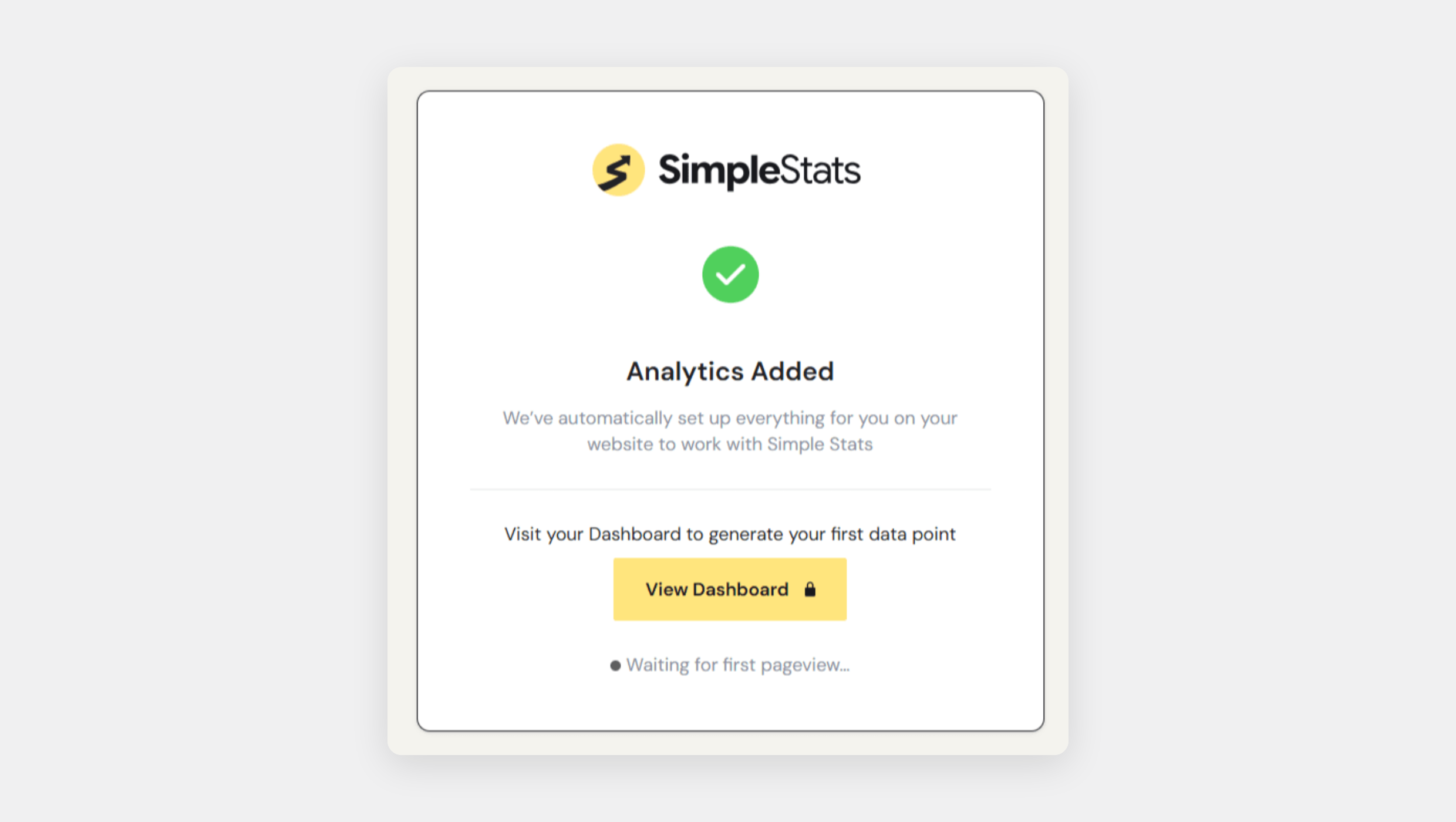 ss-wp-plugin-setup - SimpleStats.com SimpleStats WordPress plugin setup complete