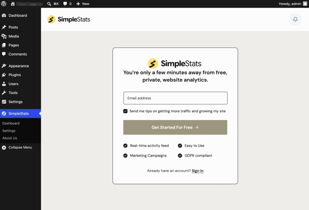 wp-plugin-signin - SimpleStats.com